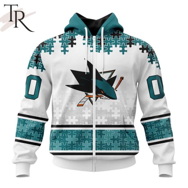 NHL San Jose Sharks Special Autism Awareness Design With Home Jersey Style Hoodie