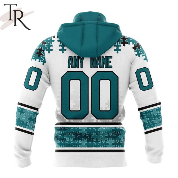 NHL San Jose Sharks Special Autism Awareness Design With Home Jersey Style Hoodie