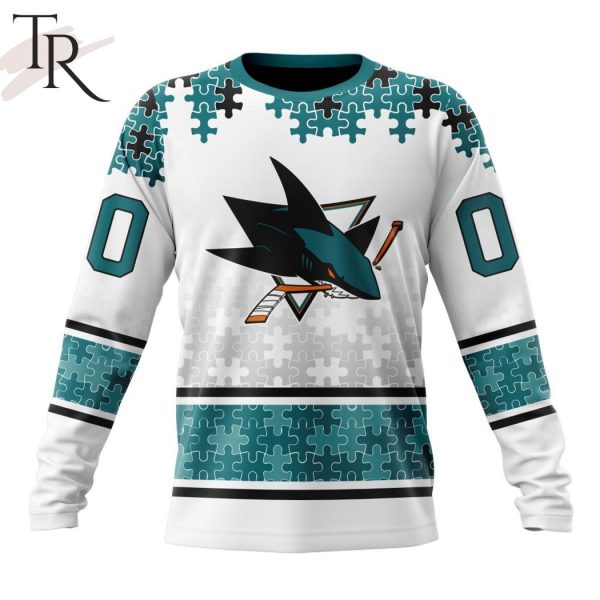 NHL San Jose Sharks Special Autism Awareness Design With Home Jersey Style Hoodie