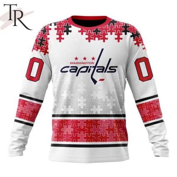 NHL Washington Capitals Special Autism Awareness Design With Home Jersey Style Hoodie