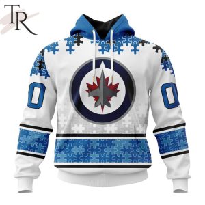 NHL Winnipeg Jets Special Autism Awareness Design With Home Jersey Style Hoodie