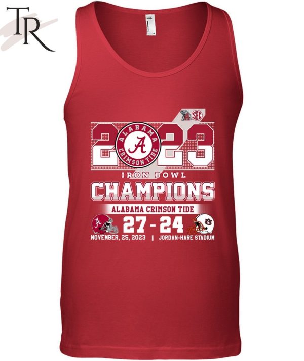 2023 Iron Bowl Champions Alabama Crimson Tide 27 – 24 Auburn Tigers November 25, 2023 Jordan-Hare Stadium T-Shirt