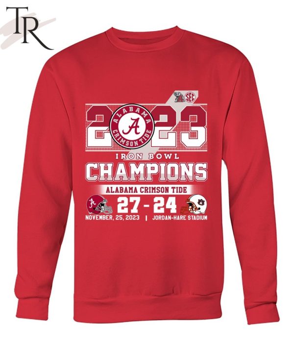 2023 Iron Bowl Champions Alabama Crimson Tide 27 – 24 Auburn Tigers November 25, 2023 Jordan-Hare Stadium T-Shirt