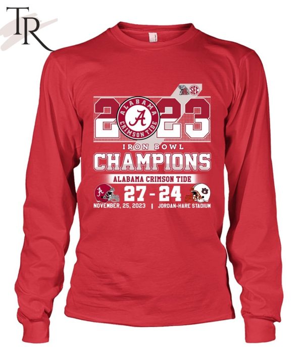 2023 Iron Bowl Champions Alabama Crimson Tide 27 – 24 Auburn Tigers November 25, 2023 Jordan-Hare Stadium T-Shirt