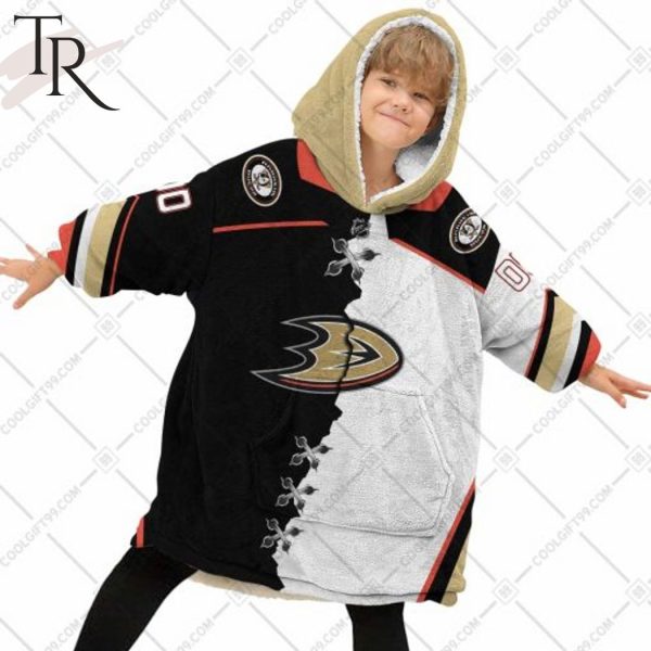 Personalized NHL Anaheim Ducks Mix Jersey Blanket Hoodie