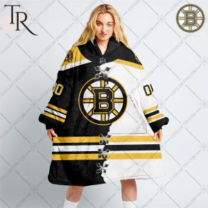 Personalized NHL Boston Bruins Mix Jersey Blanket Hoodie