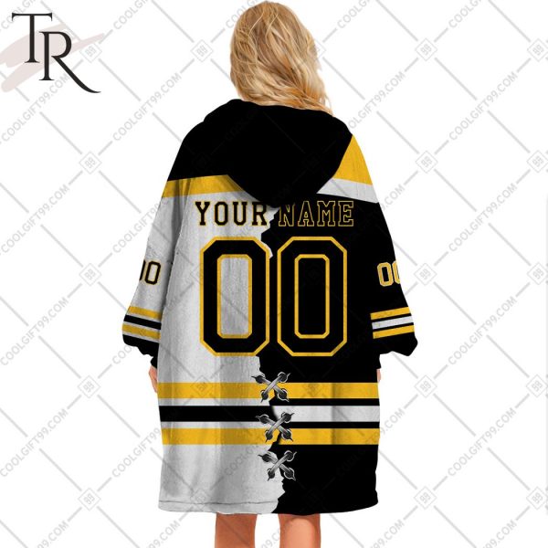 Personalized NHL Boston Bruins Mix Jersey Blanket Hoodie