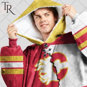 Personalized NHL Calgary Flames Mix Jersey Blanket Hoodie