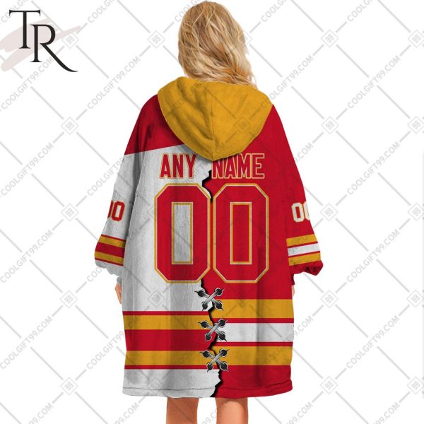 Personalized NHL Calgary Flames Mix Jersey Blanket Hoodie