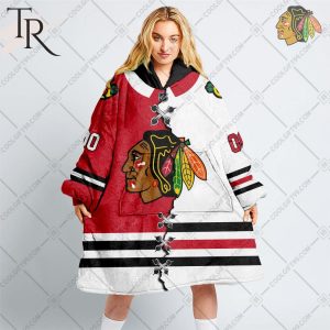 Personalized NHL Chicago Blackhawks Mix Jersey Blanket Hoodie