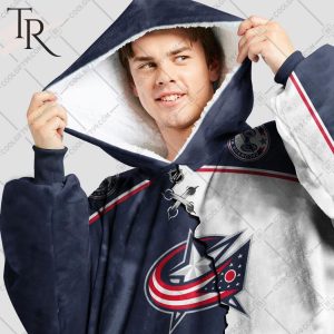 Personalized NHL Columbus Blue Jackets Mix Jersey Blanket Hoodie