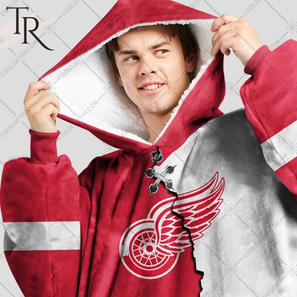 Personalized NHL Detroit Red Wings Mix Jersey Blanket Hoodie