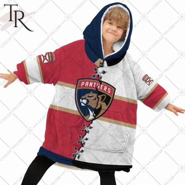 Personalized NHL Florida Panthers Mix Jersey Blanket Hoodie