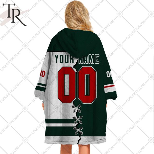 Personalized NHL Minnesota Wild Mix Jersey Blanket Hoodie
