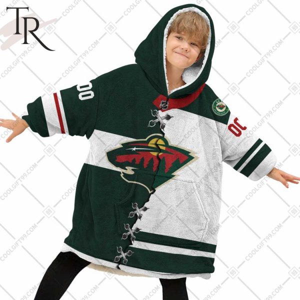 Personalized NHL Minnesota Wild Mix Jersey Blanket Hoodie
