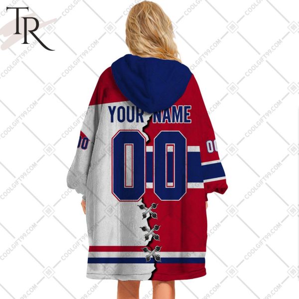 Personalized NHL Montreal Canadiens Mix Jersey Blanket Hoodie