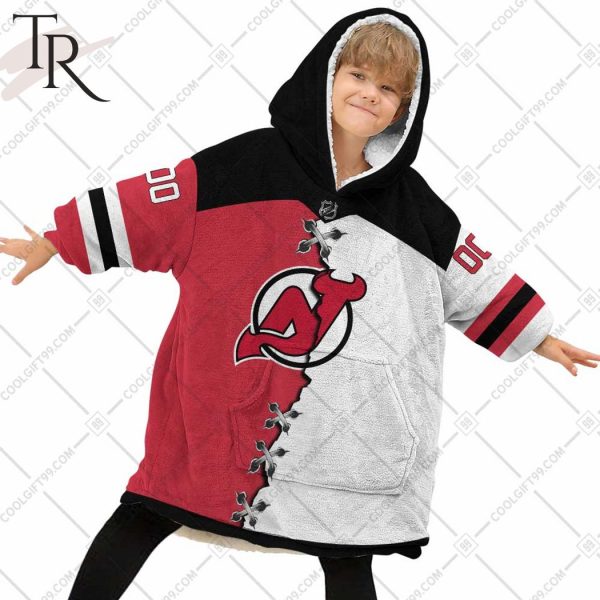 Personalized NHL New Jersey Devils Mix Jersey Blanket Hoodie