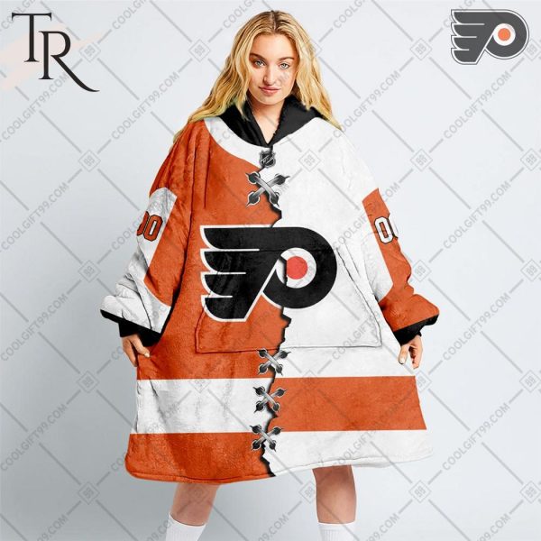 Personalized NHL Philadelphia Flyers Mix Jersey Blanket Hoodie