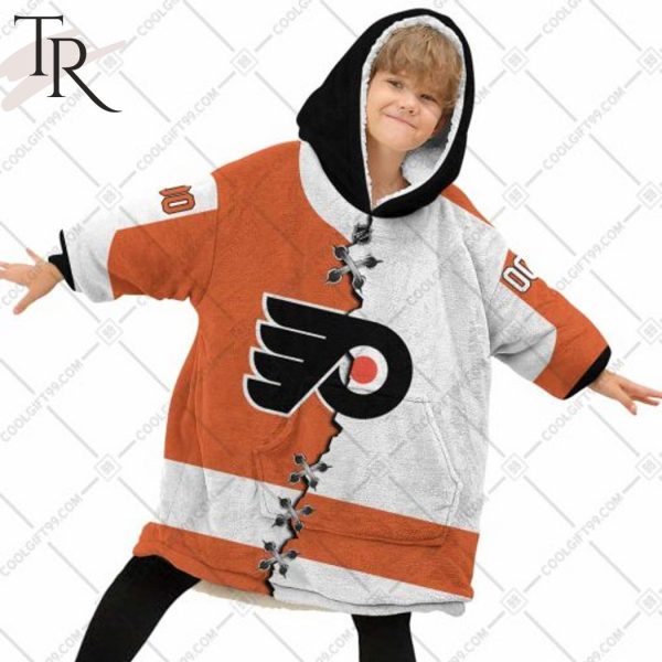 Personalized NHL Philadelphia Flyers Mix Jersey Blanket Hoodie