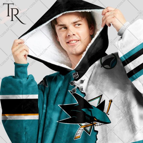 Personalized NHL San Jose Sharks Mix Jersey Blanket Hoodie