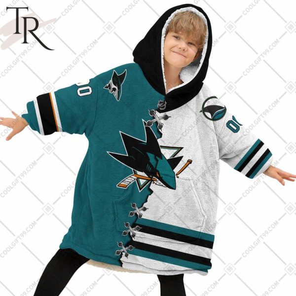 Personalized NHL San Jose Sharks Mix Jersey Blanket Hoodie