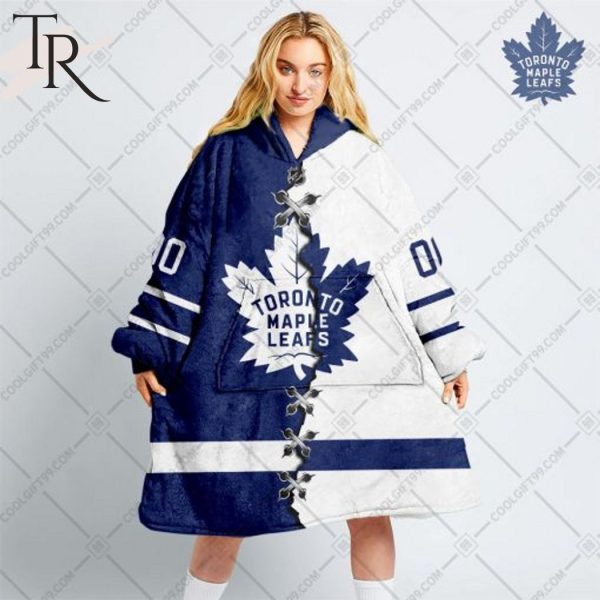 Personalized NHL Toronto Maple Leafs Mix Jersey Blanket Hoodie