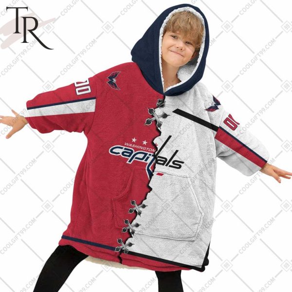 Personalized NHL Washington Capitals Mix Jersey Blanket Hoodie