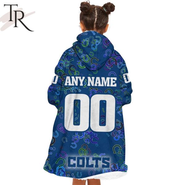 Personalized NFL Indianapolis Colts With A Bold and Dense Logo Design Hoodie Blanket