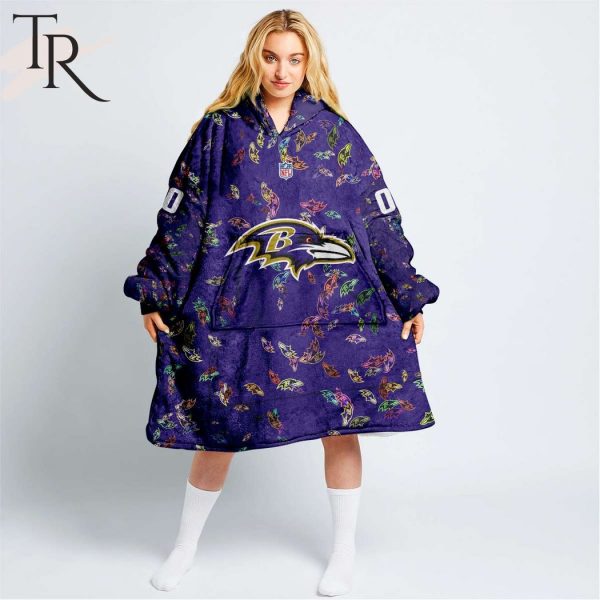 Personalized NFL Baltimore Ravens With A Bold and Dense Logo Design Hoodie Blanket