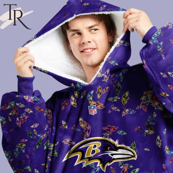 Personalized NFL Baltimore Ravens With A Bold and Dense Logo Design Hoodie Blanket