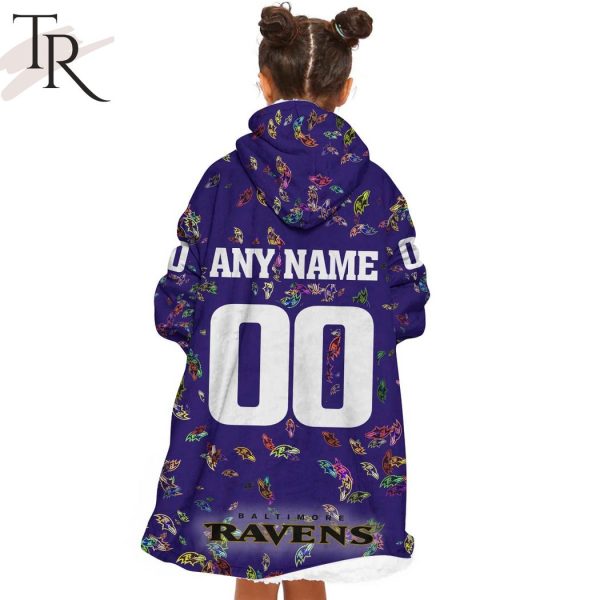 Personalized NFL Baltimore Ravens With A Bold and Dense Logo Design Hoodie Blanket