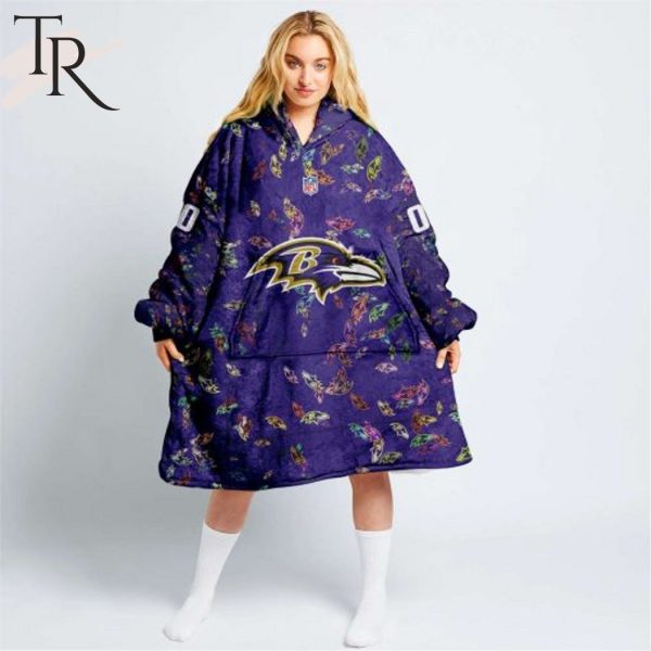 Personalized NFL Baltimore Ravens With A Bold and Dense Logo Design Hoodie Blanket