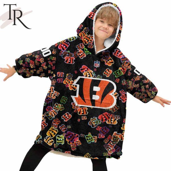 Personalized NFL Cincinnati Bengals With A Bold and Dense Logo Design Hoodie Blanket