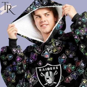 Personalized NFL Las Vegas Raiders With A Bold and Dense Logo Design Hoodie Blanket