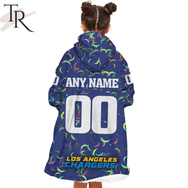Personalized NFL Los Angeles Chargers With A Bold and Dense Logo Design Hoodie Blanket