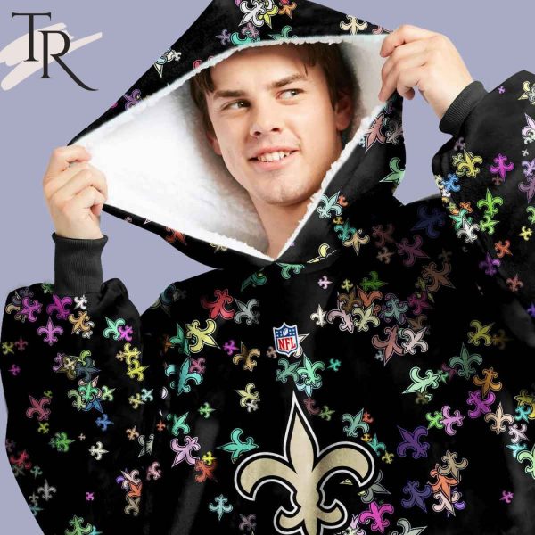 Personalized NFL New Orleans Saints With A Bold and Dense Logo Design Hoodie Blanket