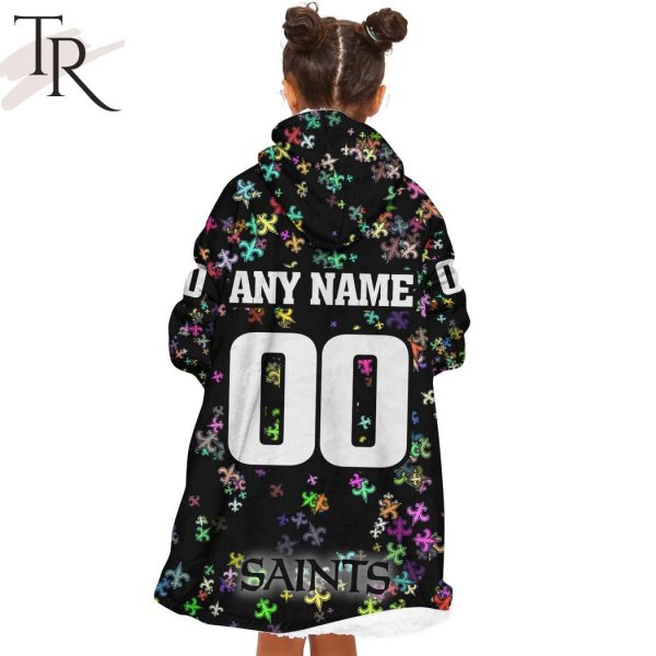 Personalized NFL New Orleans Saints With A Bold and Dense Logo Design Hoodie Blanket