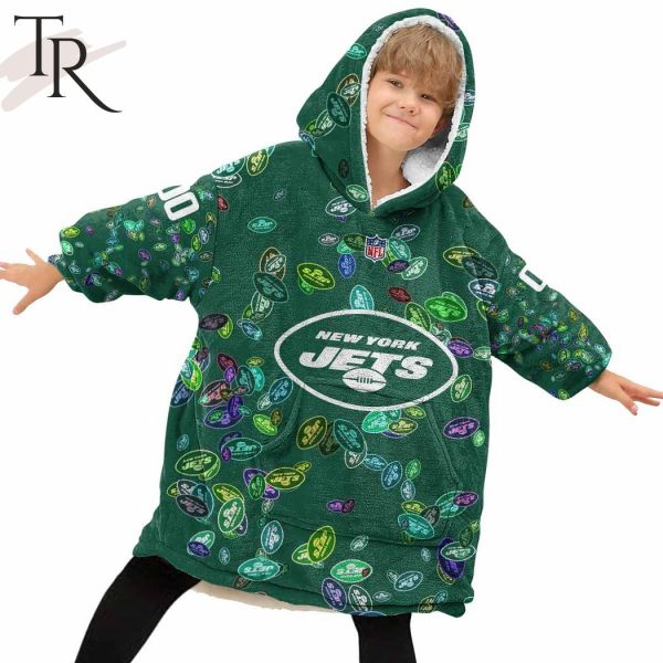 Personalized NFL New York Jets With A Bold and Dense Logo Design Hoodie Blanket