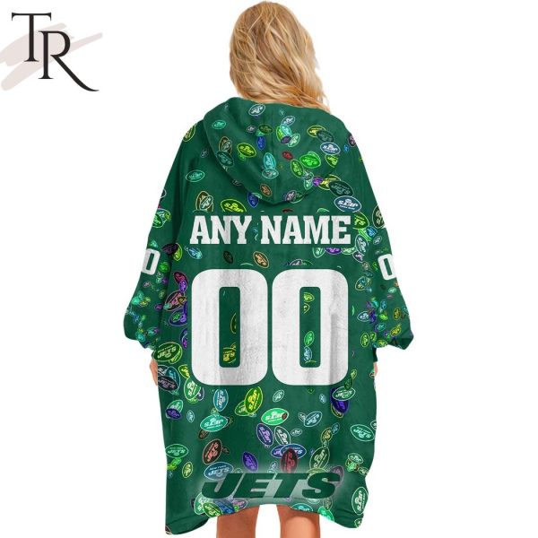 Personalized NFL New York Jets With A Bold and Dense Logo Design Hoodie Blanket