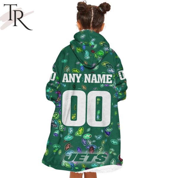 Personalized NFL New York Jets With A Bold and Dense Logo Design Hoodie Blanket