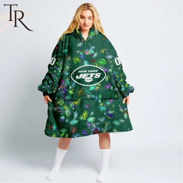 Personalized NFL New York Jets With A Bold and Dense Logo Design Hoodie Blanket