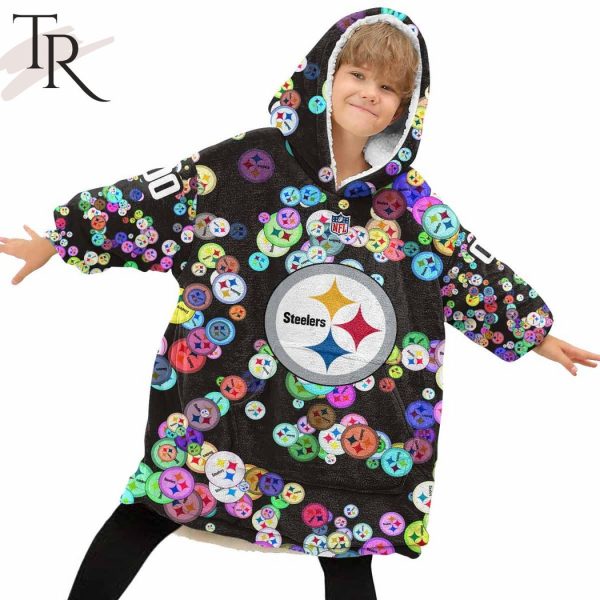 Personalized NFL Pittsburgh Steelers With A Bold and Dense Logo Design Hoodie Blanket