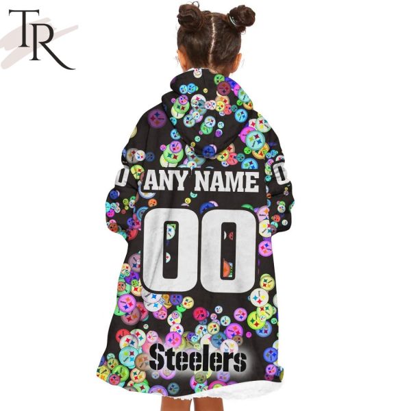 Personalized NFL Pittsburgh Steelers With A Bold and Dense Logo Design Hoodie Blanket
