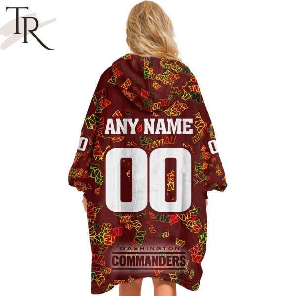 Personalized NFL Washington Commanders With A Bold and Dense Logo Design Hoodie Blanket