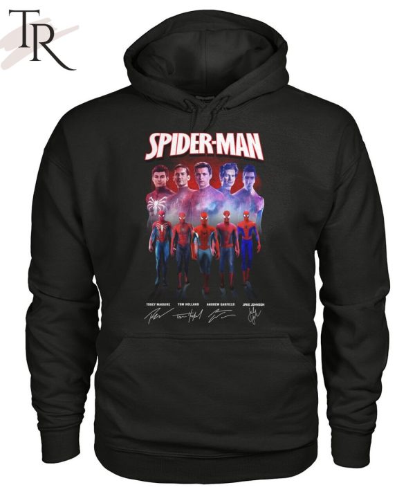 Spider Man Tobey Maguire, Tom Holland, Andrew Garfield And Jake Johnson T-Shirt