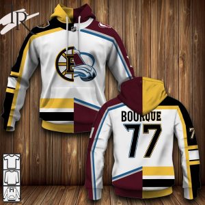 NHL Bourque 77 Boston Bruins x Colorado Avalanche Half & Half Style Hoodie