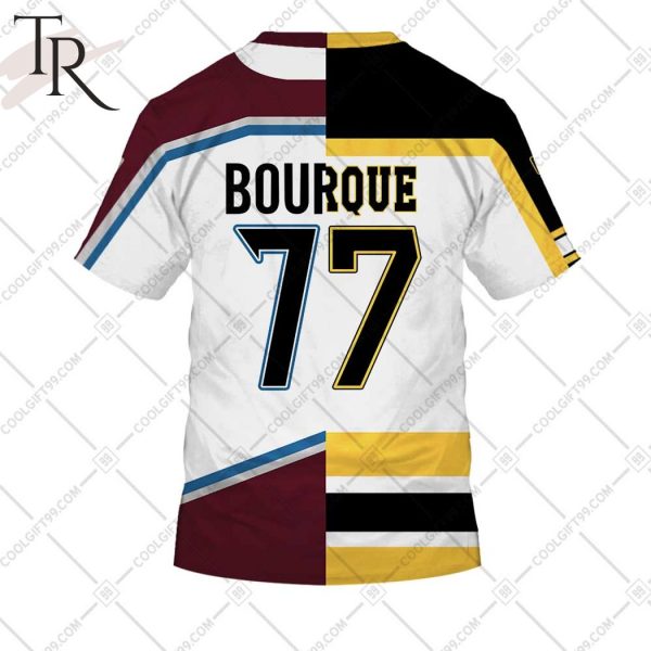 NHL Bourque 77 Boston Bruins x Colorado Avalanche Half & Half Style Hoodie