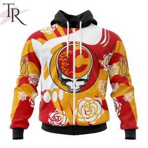 Personalized NHL Calgary Flames Special Grateful Dead Gathering Flowers Design Hoodie