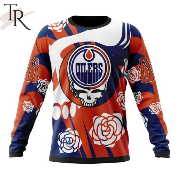 Personalized NHL Edmonton Oilers Special Grateful Dead Gathering Flowers Design Hoodie