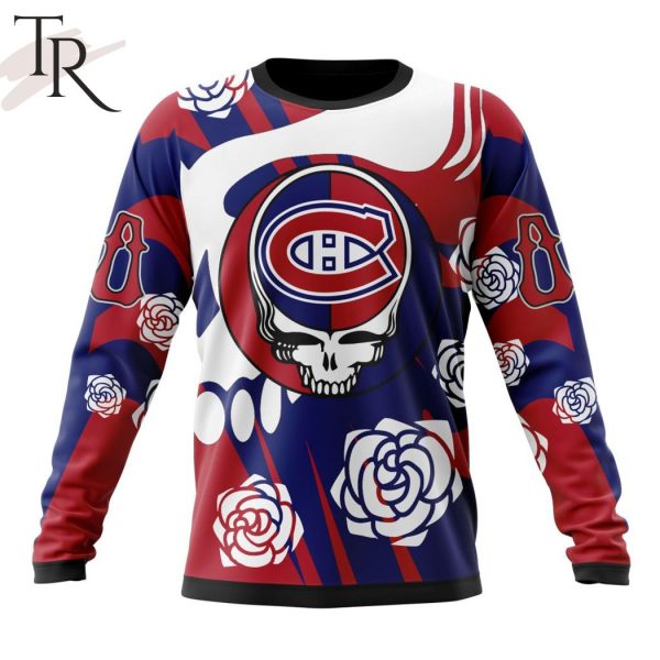 Personalized NHL Montreal Canadiens Special Grateful Dead Gathering Flowers Design Hoodie